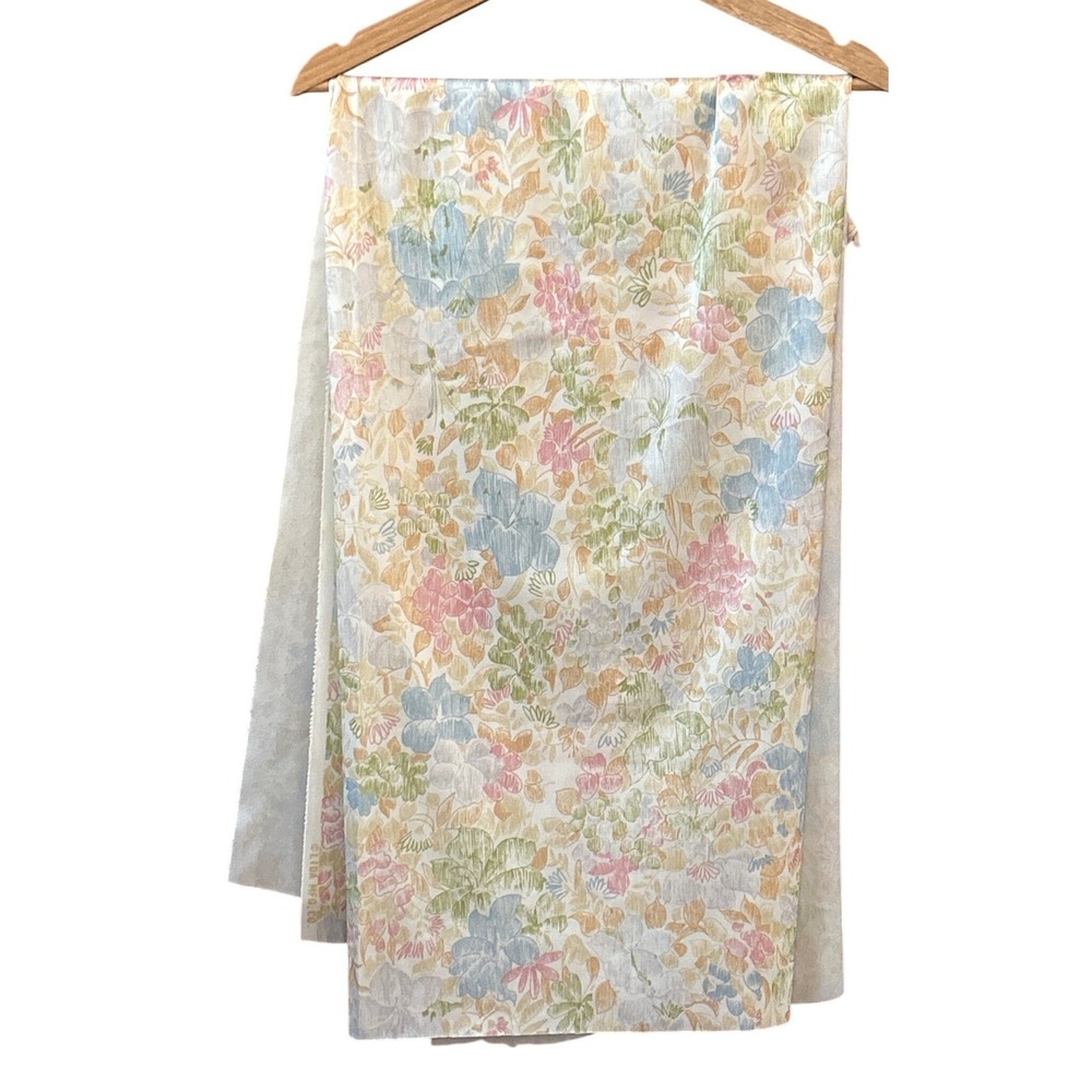 Vintage Pastel Floral Fabric Yardage Watercolor Print Sewing Quilting Material